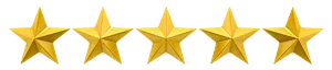 A row of gold stars on a white background.
